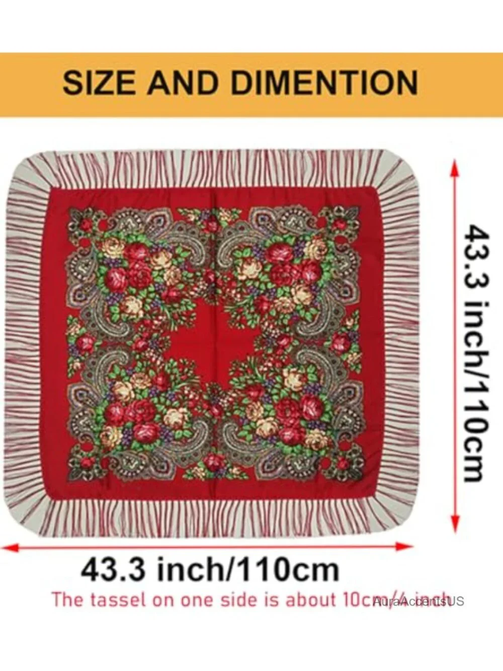 Square Floral Print Shawl Scarf, Cotton Polyester Muffler, Multi-Wear Wrap